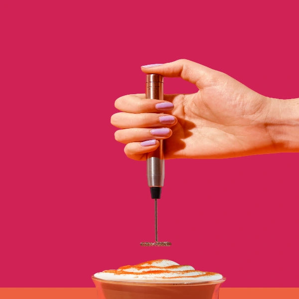 using milk frother in Dalgona coffee